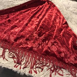 Burgundy velvet scarf